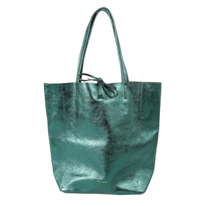 Emerald City Large Metallic Leather Tote