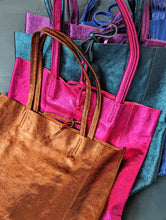 Load image into Gallery viewer, Copper Dreams Large Metallic Leather Tote
